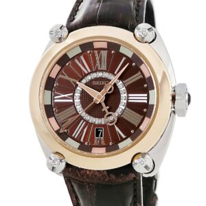 セイコー SEIKO ガランテ GMT ニューゲーム ヴィクター SBLM008 8L36-00D0 K18PG×SS コンビ 純正ダイヤ メンズ 腕時計自動巻き ブラウン 【中古】