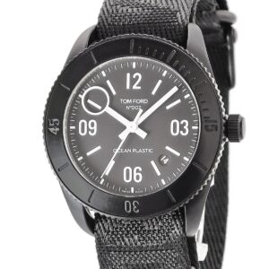 トムフォード TOM FORD N.002 オーシャンプラスチック スポーツ TF0120248283 未使用 黒 デイト メンズ 腕時計自動巻き ブラック 【中古】