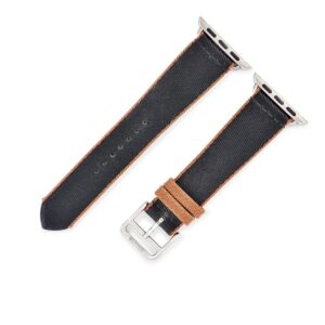 エルメス HERMES 腕時計パーツ 純正 アップルウォッチ用 キャンバスベルト ナイロン ステンレススチール ブラック ストラップ 20ｍｍ ブラック×ブラウン 尾錠付 金具付 【中古】