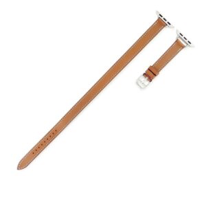 エルメス HERMES 腕時計パーツ 純正 アップルウォッチ 38 40 41 mm用 ドゥブルトゥール レザー ステンレススチール ブラウン 新品同様 レザー ベルト 32ｍｍ 茶 尾錠付き 【中古】