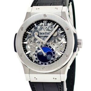 ウブロ HUBLOT クラシックフュージョン アエロフュージョン ムーンフェイズ チタニウム 517.NX.0170.LR メンズ 腕時計自動巻き シルバー 【中古】