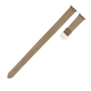 エルメス HERMES 腕時計パーツ 純正 アップルウォッチ 38 40 41 mm用 ダブルトゥール レザー ステンレススチール グレージュ 新品未使用 ベルト グレージュ 32ｍｍ 尾錠付き 【中古】