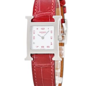 エルメス HERMES Hウォッチ PM HH1.210a H型 ホワイト アラビア スクエア 純正ダイヤ スモールモデル レディース 腕時計クオーツ ホワイト 【中古】