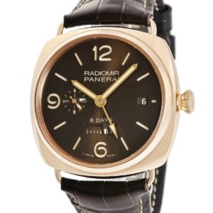パネライ PANERAI ラジオミール 8デイズ GMT オロロッソ PAM00395 O番 K18RG無垢 ブラウン デイト 限定 メンズ 腕時計手巻き ブラウン 【中古】