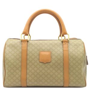 セリーヌ CELINE ボストンバッグ マカダム柄 ボストンバッグ レザー PVC ベージュ ゴールド金具 ハンドバッグ 【中古】中古美品