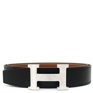 エルメス HERMES ベルト コンスタンスH ＃90 トゴ ボックスカーフ ブラック×ゴールド #90 マットシルバー金具 新品未使用 Hバックル ベルトバックル レザーベルト キット K刻印(2025年製) 【箱】 【中古】