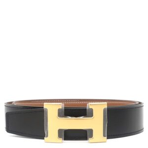 エルメス HERMES ベルト コンスタンスH トゴ ボックスカーフ ブラック×ゴールド #85 ゴールド金具 新品 未使用 Hバックル リバーシブル W刻印(2024年製) 【箱】 【中古】未使用保管品