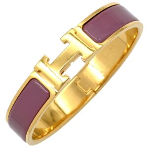 エルメス HERMES ブレスレット クリックH PM GP エナメル パープル×ゴールド 紫 Hブレス バングル 【保存袋】 【中古】