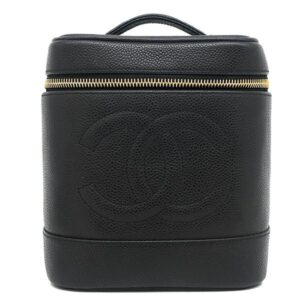 シャネル CHANEL ハンドバッグ バニティ レザー キャビアスキン ブラック ゴールド金具 黒 ココマーク 38***** 【中古】