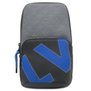 ルイヴィトン LOUIS VUITTON ボディバッグ アヴェニュー スリングバッグ レザー トリヨンモノグラムレザー ブラック×グレー×ブルー マットブラック金具 黒 青 デイ ブレイク M59926 RFID 【箱】 【中古】
