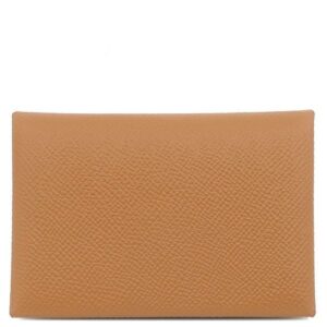 エルメス HERMES カードケース カルヴィ デュオ ヴォーエプソン ゴールド シルバー金具 新品 未使用 茶 フラグメントケース K刻印(2025年購入) 【箱】 【中古】