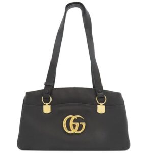 グッチ GUCCI ショルダーバッグ GGマーモント アリー レザー ブラック ゴールド金具 黒 トートバッグ 肩掛け 550130 【中古】中古美品