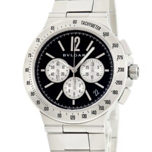 ブルガリ BVLGARI ディアゴノ ヴェロチッシモ DG41SCH 黒 クロノグラフ デイト タキメーター メンズ 腕時計自動巻き ブラック 【中古】