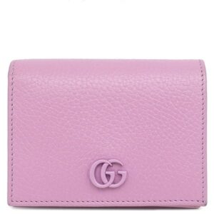 グッチ GUCCI 二つ折り財布 ダブルＧ カードケース ウォレット レザー パープル シルバー金具 プチマーモント コンパクト 456126 【中古】