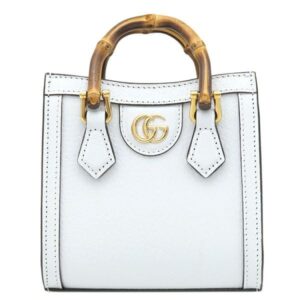 グッチ GUCCI ショルダーバッグ ダイアナ ナノバッグ レザー バンブー ライトブルー ゴールド金具 水色 ミニショルダー ミニバッグ 760251 【箱】 【中古】