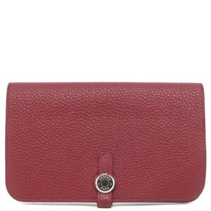 エルメス HERMES 長財布 ドゴンGM トゴ ルビー シルバー金具 赤 □R刻印 【箱】 【中古】