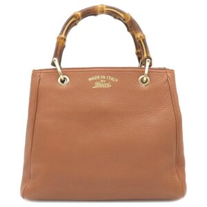 グッチ GUCCI 2WAYバッグ バンブーショッパー レザー ブラウン ゴールド金具 ハンドバッグ ショルダーバッグ 336032 【保存袋】 【中古】中古美品