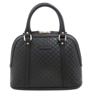 グッチ GUCCI 2WAYバッグ マイクロ グッチシマ 2wayショルダーバッグ レザー ブラック シャンパンゴールド金具 黒 ハンドバッグ ショルダー 449654 【保存袋】 【中古】