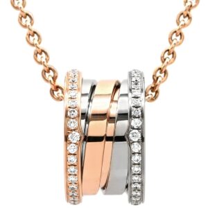 ブルガリ BVLGARI ネックレス ビーゼロワン パーフェクト ミステイク ダイヤ ピンクゴールドXホワイトゴールド B-zero1 18K 750PG WG 【箱】 【中古】