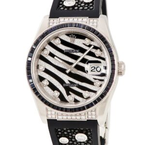 ロレックス ROLEX デイトジャスト 36 ロイヤルブラック 116199SANR M番 K18WG 純正ダイヤ ゼブラ柄 メンズ 腕時計自動巻き ブラック 【中古】