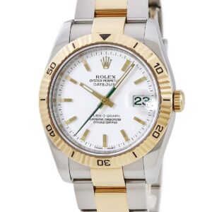 ロレックス ROLEX デイトジャスト ターノグラフ 116263 D番 K18YG×SS コンビ ホワイト バー 緑針 日本限定 メンズ 腕時計自動巻き ホワイト 【中古】