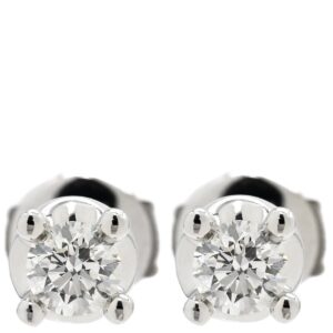 ブルガリ BVLGARI ピアス コロナ ダイヤ ホワイトゴールド 750 18K 18金 1粒 1石 【箱】 【中古】