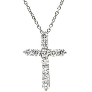 ティファニー Tiffany & Co ネックレス スモールクロス ダイヤ ペンダント プラチナシルバー 11石 11石 クロス 十字架 【中古】