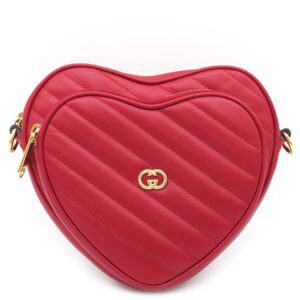 グッチ GUCCI ショルダーバッグ ハート ショルダー レザー レッド ゴールド金具 赤 751628 【中古】