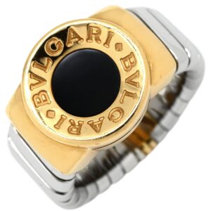 ブルガリ BVLGARI リング 指輪 トゥボガスリング イエローゴールド×ブラック #51 AU750 18K 18金 YG×SS コンビ 11号 【中古】