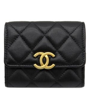 シャネル CHANEL チェーンウォレット マトラッセ ミニ チェーンクラッチ レザー キャビアスキン ブラック ゴールド金具 チェーンショルダー 黒 31****** 【箱】 【中古】