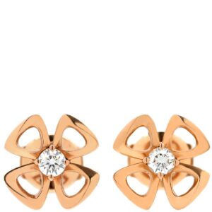 ブルガリ BVLGARI ピアス ダイヤモンドピアス ピンクゴールド Au750 PG K18RG オープンワーク クローバー 355327 【中古】