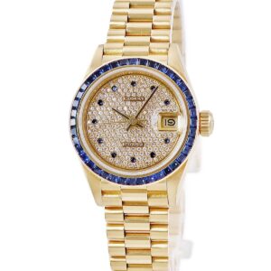 ロレックス ROLEX デイトジャスト 26 69118ZS OH済 93番台 K18YG無垢 純正ダイヤ&サファイア レディース 腕時計自動巻き ゴールド 【中古】