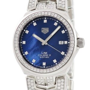 タグホイヤー TAG Heuer リンク キャリバー5 フルダイヤモンド 41mm WBC2116.BA0660 ブルー シェル 青 デイト メンズ 腕時計自動巻き ブルー 【中古】中古美品