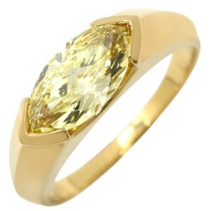 ブルガリ BVLGARI リング 指輪 ソリティア イエローダイヤモンド イエロー×イエローゴールド Au750 18K 大粒 マーキスカット ヴィンテージ 12号 【中古】中古美品