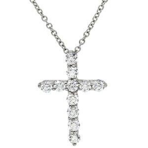 ティファニー Tiffany & Co ネックレス スモールクロス ダイヤ ペンダント プラチナシルバー 11石 11石 クロス 十字架 ブリリアントカット 【中古】中古美品