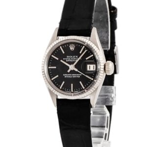 ロレックス ROLEX オイスターパーペチュアル デイト 6517 OH済 8番台 K18WG×SS ブラック ヴィンテージ レディース 腕時計自動巻き ブラック 【中古】中古美品