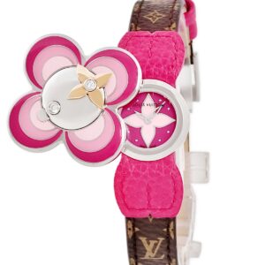 【★3％OFFクーポン】ルイヴィトン LOUIS VUITTON ヴィヴィエンヌ ビジュ シークレット Q1K0J0 K18PG×SS 純正ダイヤ モノグラム レディース 腕時計クオーツ ピンク 【中古】中古美品