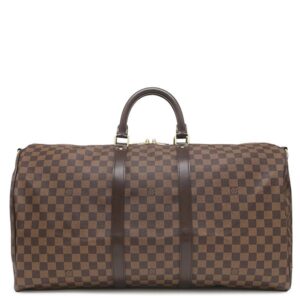 【★3％OFFクーポン】ルイヴィトン LOUIS VUITTON ボストンバッグ キーポル バンドリエール 55 ダミエキャンバス ダミエエベヌ ゴールド金具 茶 鍵 パドロック欠品 N41414 MB1143 【中古】中古美品