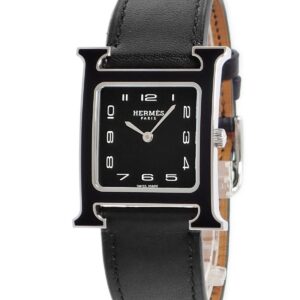 エルメス HERMES Hウォッチ MM HH1.521 H型 ブラック ラッカー アラビア スクエア メンズ レディース 腕時計クオーツ ブラック 【中古】中古美品